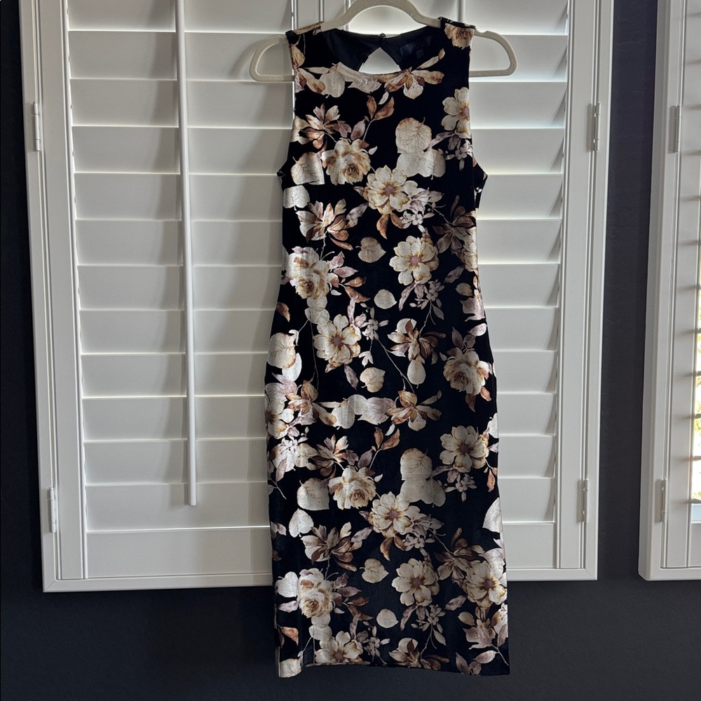 RACHEL Rachel Roy Foil-Print Cutout-Back Midi Dress